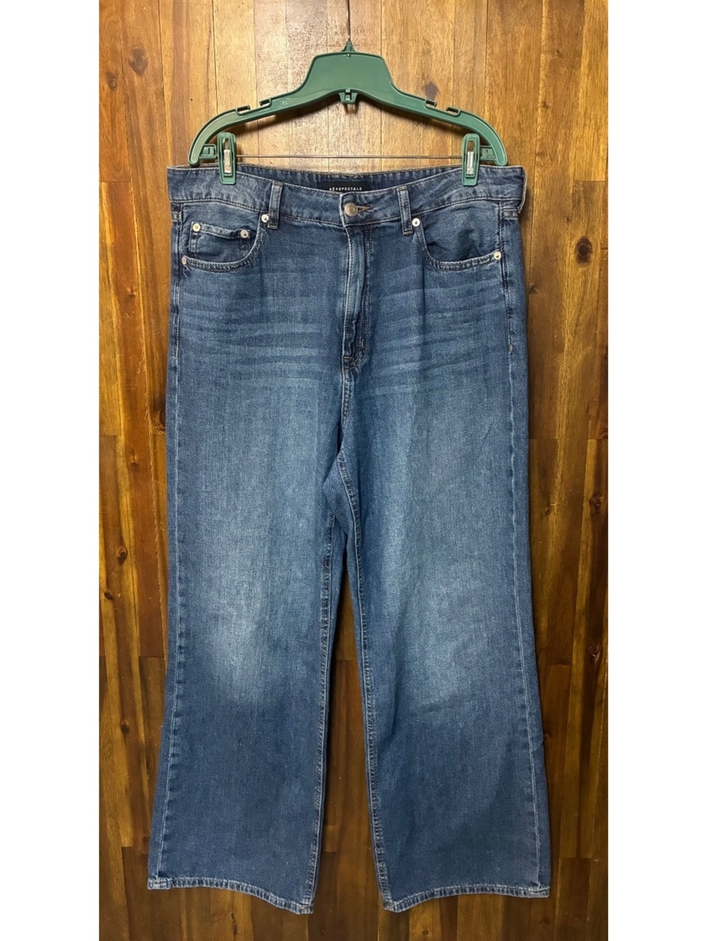 Aeropostale High Rise Wide Leg Jeans Size 14 Medium Wash 100% Cotton Y2K